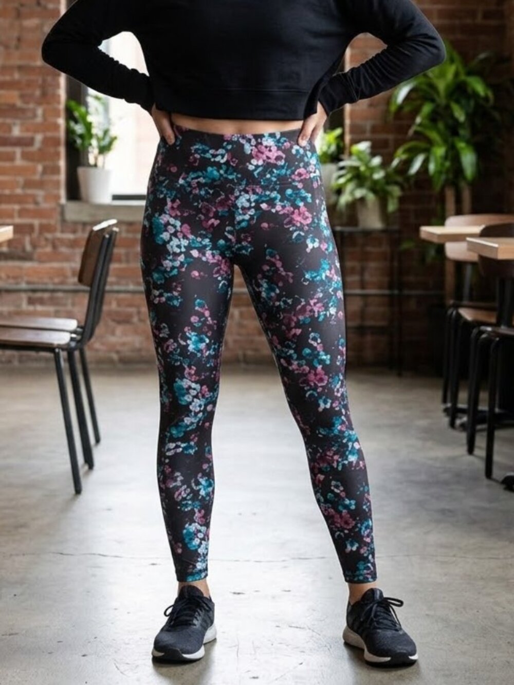 *3 FOR $9* Avia Floral Print Hip Side Cell Phone Pocket Full Length Long Pants